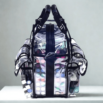 grande trousse de toilette transparente contour noir