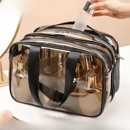 grande trousse de toilette noir transparent large