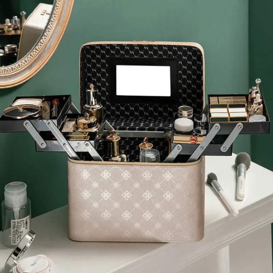 Mallette à maquillage chic avec plateau dépliant