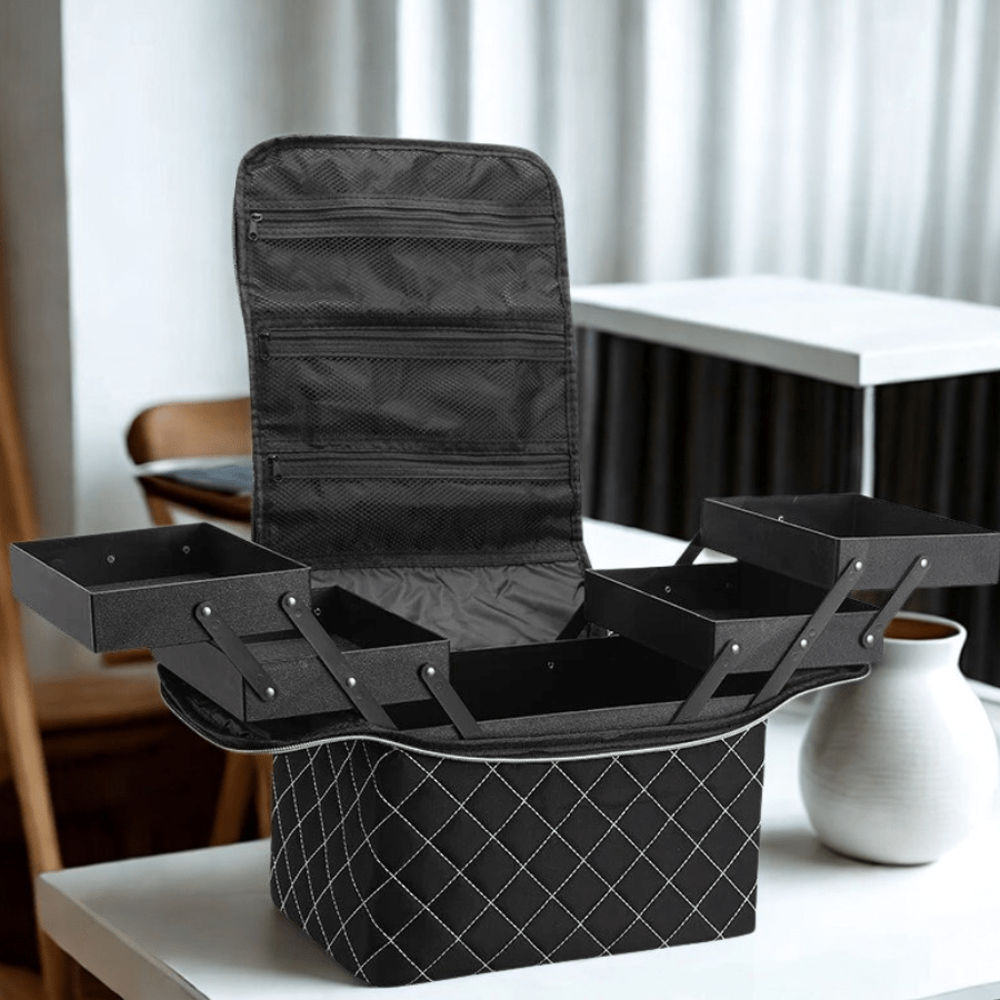 mallette à maquillage plateaux de chaque côté extensible