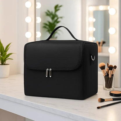 mallette maquillage professionnel noir en nylon