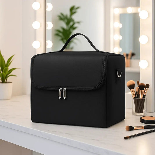 mallette maquillage professionnel noir en nylon