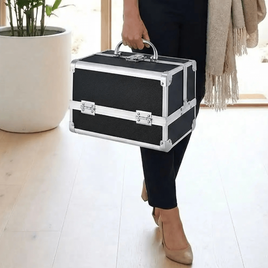 mallette pour maquillage professionnel noir avec poignée