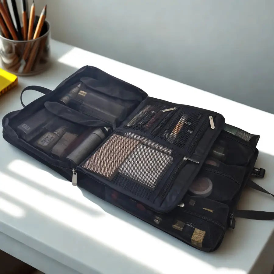 maquillage valise noir avec rangement multiple