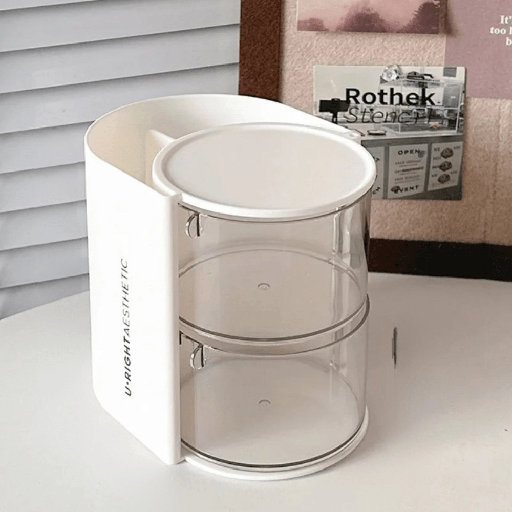 organisateur de maquillage blanc deux compartiments