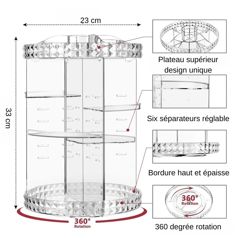 organisateur de maquillage avec explication de montage