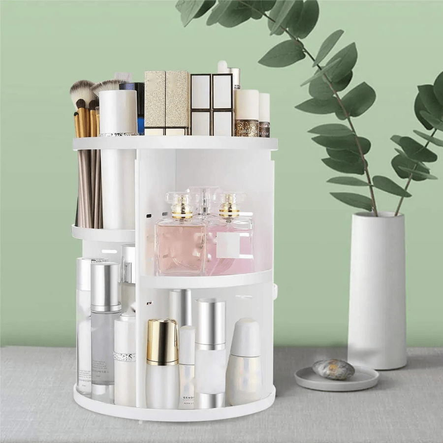 Organisateur de maquillage blanc rotatif 360 degrés
