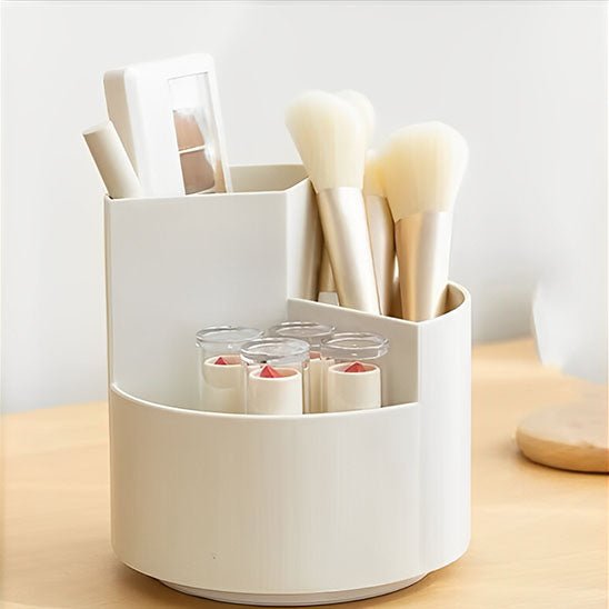 organisateur de maquillage blanc en plastique rotatif