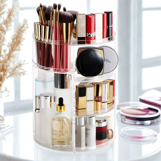 organisateur demaquillage rotatif 360 degrée plastique