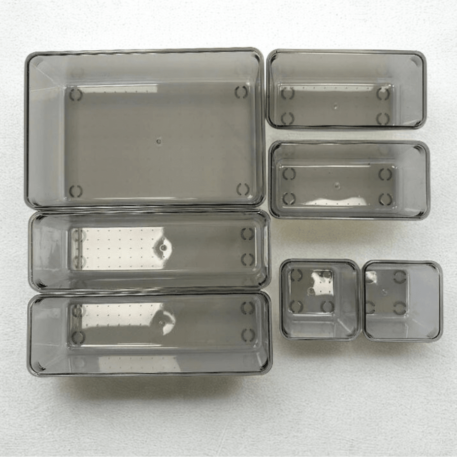 organisateur maquillage tiroir sept transparent noir