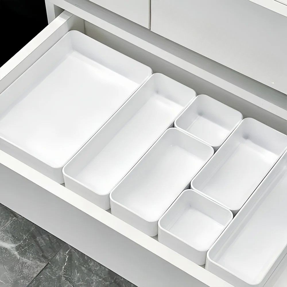 organisateur maquillage tiroir plastique blanc