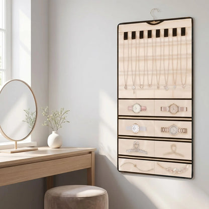 organisateur pour bijoux accroché au mur