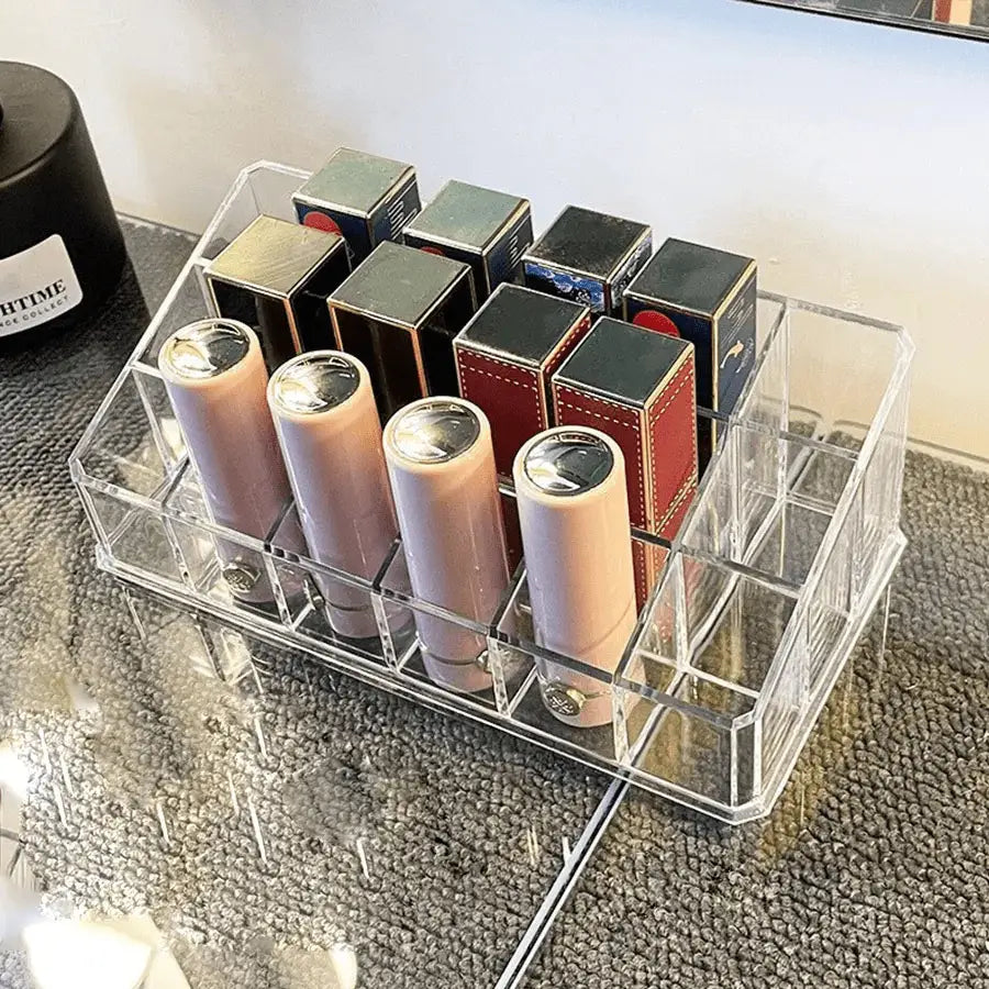 organisateur pour maquillage transparent 18 grilles