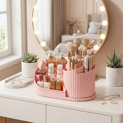 organisateur pour maquillage rose en acrylique