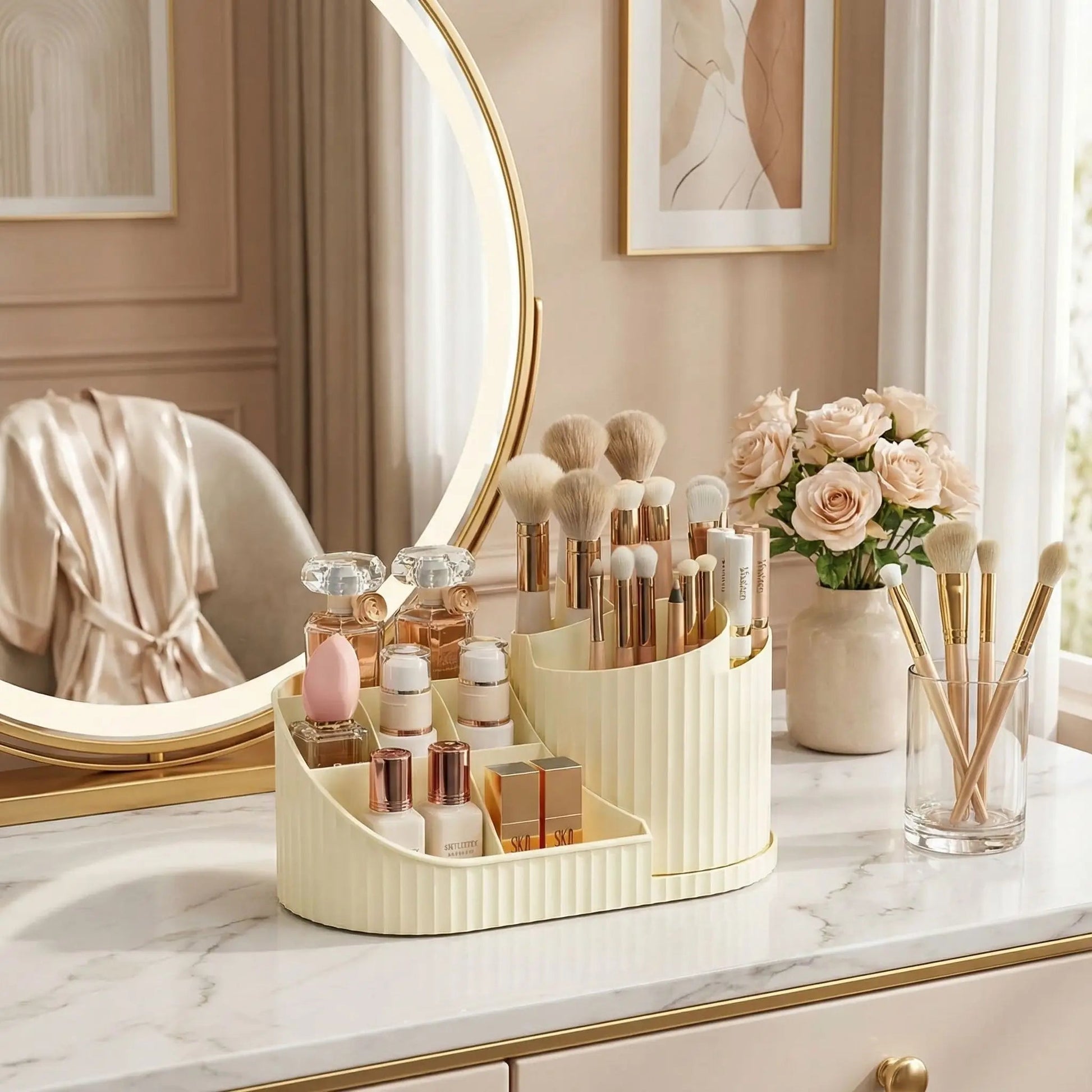 organisateur pour maquillage beige en acrylique
