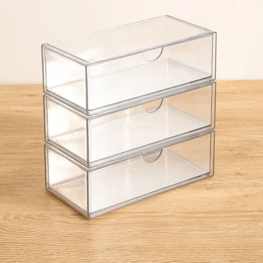 organisateur tiroir maquillage transparent trois boites