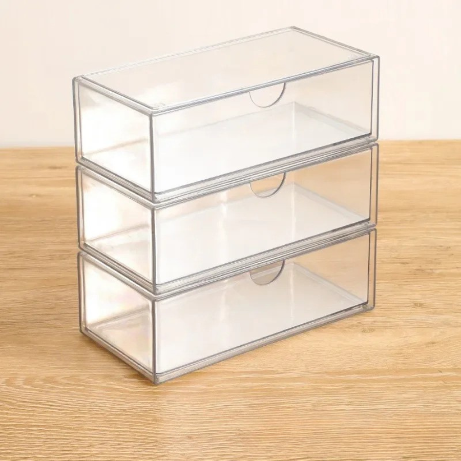 organisateur tiroir maquillage transparent trois boites