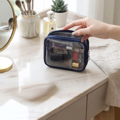 petite trousse bleu transparente impermable