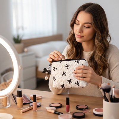 petite Trousse maquillage motif boucle