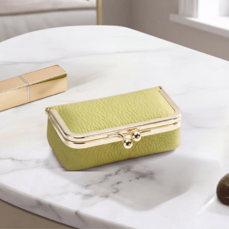 petite trousse maquillage jaune cuir pu