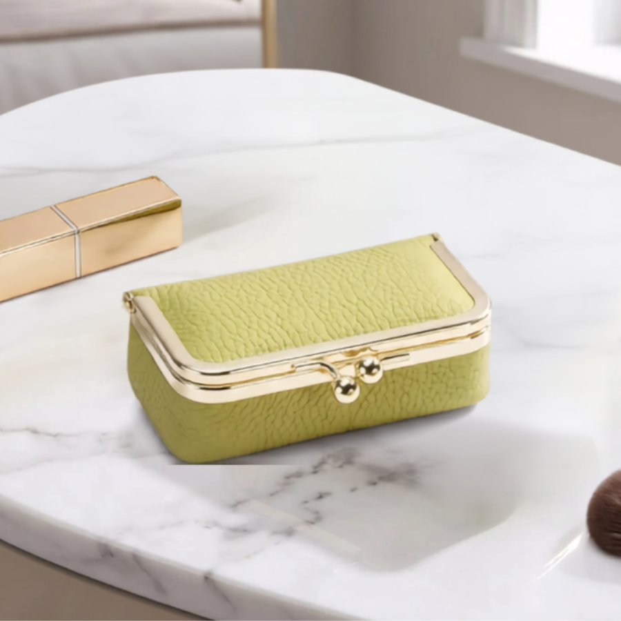 petite trousse maquillage jaune cuir pu