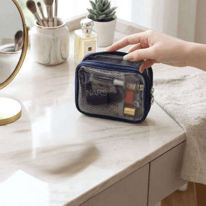 petite trousse bleu transparente impermable