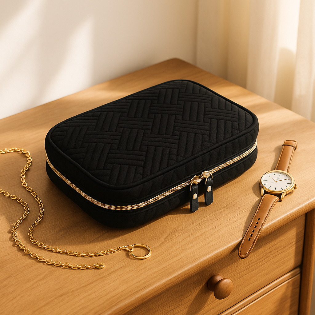 pochette à bijoux noir pour voyage