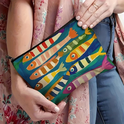 pochette à  maquillage style motif sardine