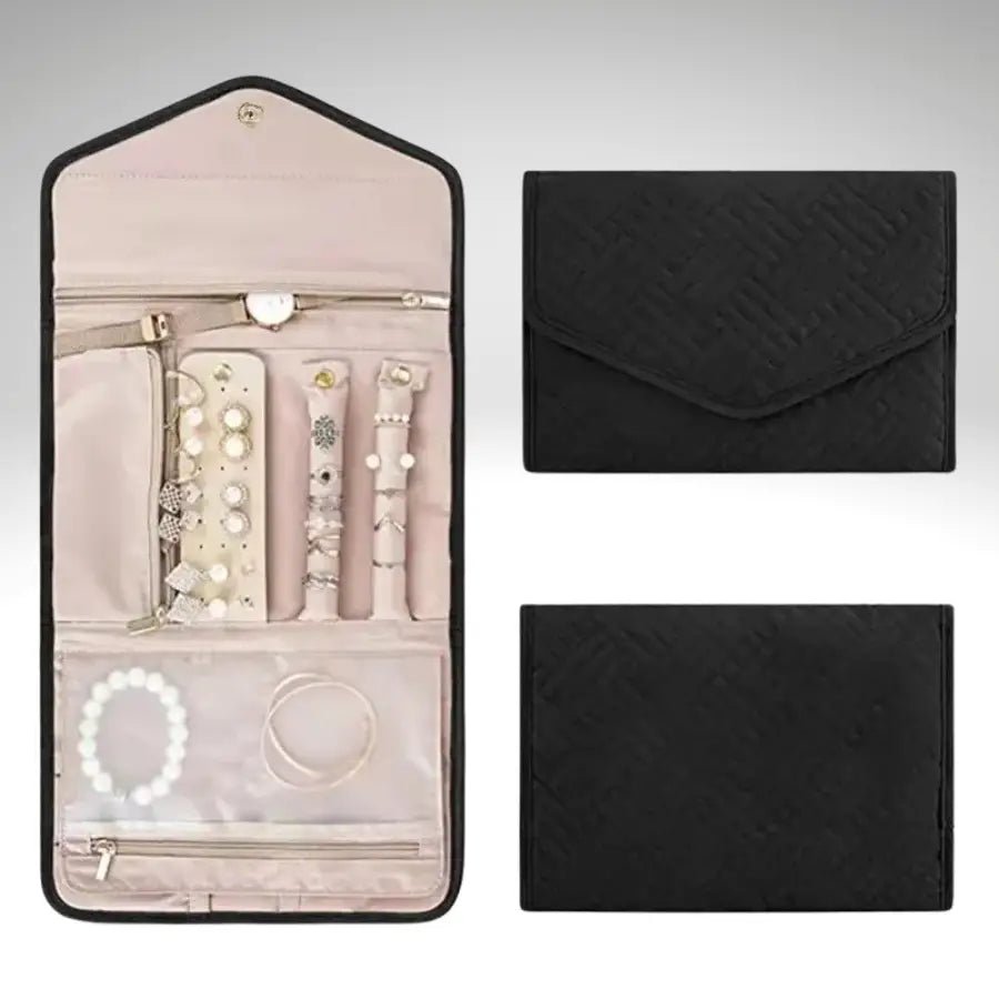 pochette bijoux voyage noir avec rangement