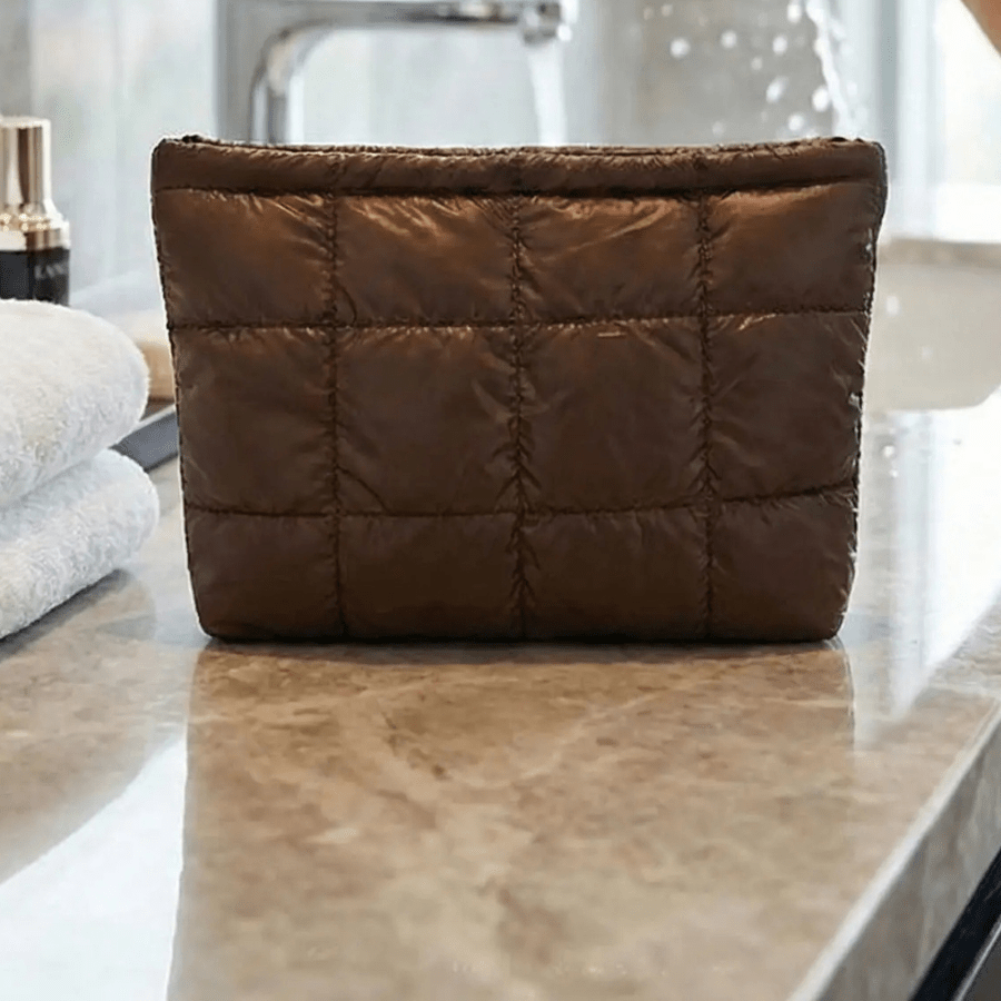 pochette cosmétique marron bouffante