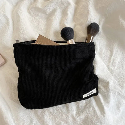 pochette de maquillage noir Velours côtelé  