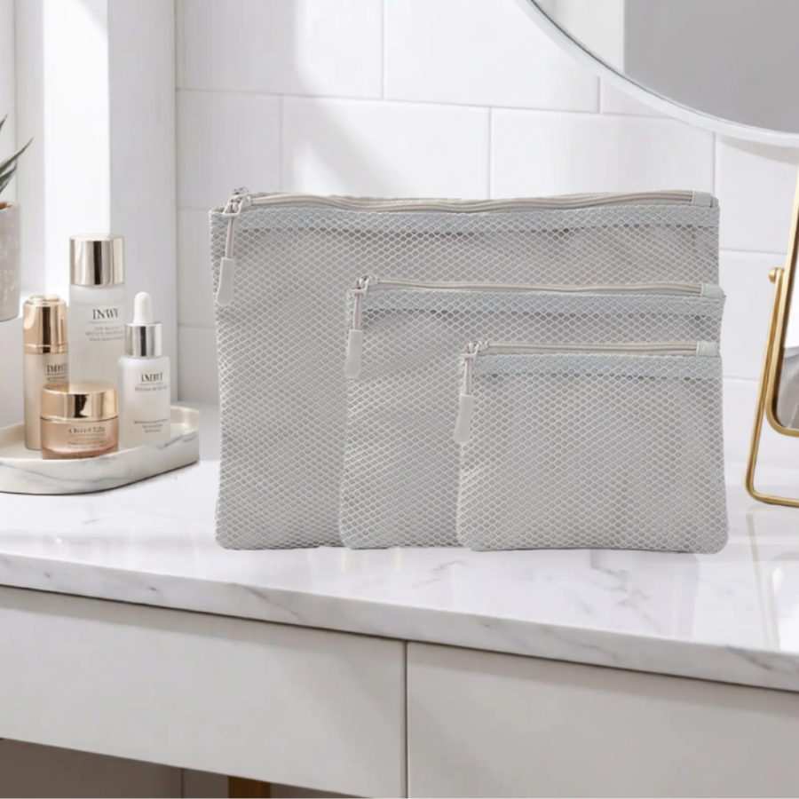 pochette de rangement maquillage aille gris