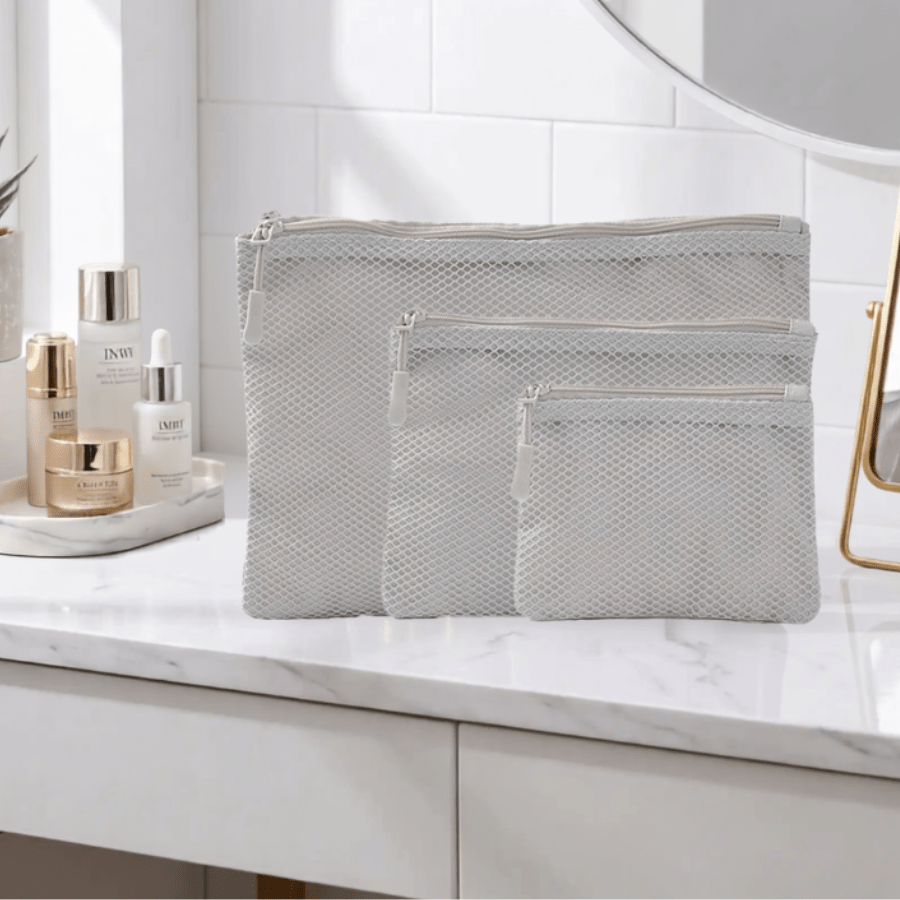 pochette de rangement maquillage aille gris