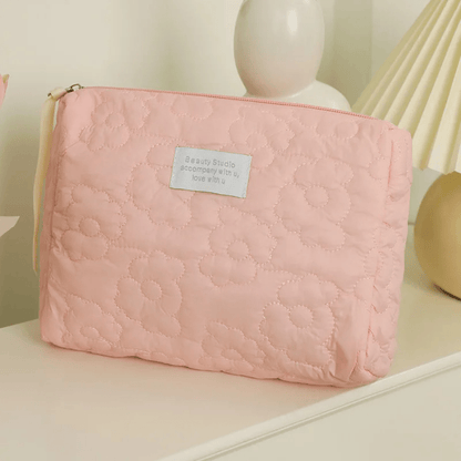 pochette pour maquillage rose matelassée