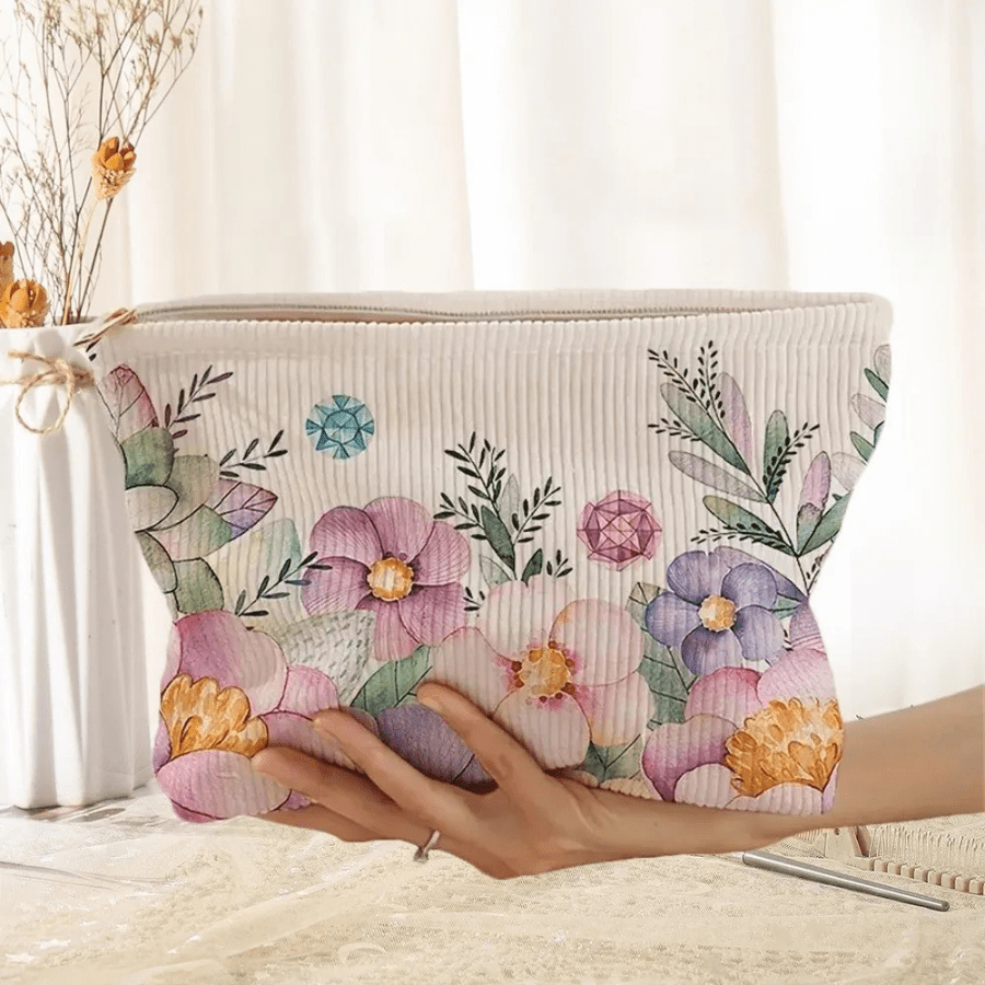 Pochette pour maquillage fleur classique en velours