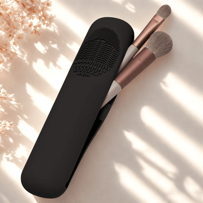 pochette pour pinceaux maquillage avec rayure dessus