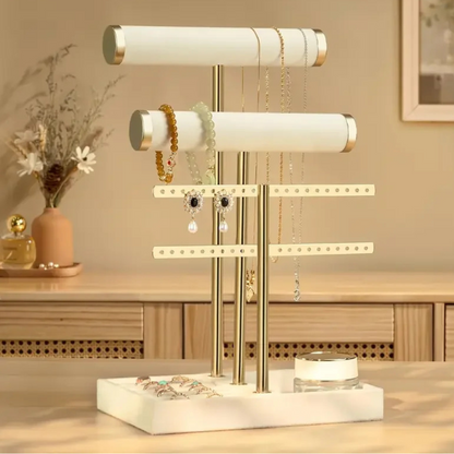 porte bijoux blanc et or en velours 