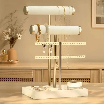 porte bijoux blanc et or en velours 