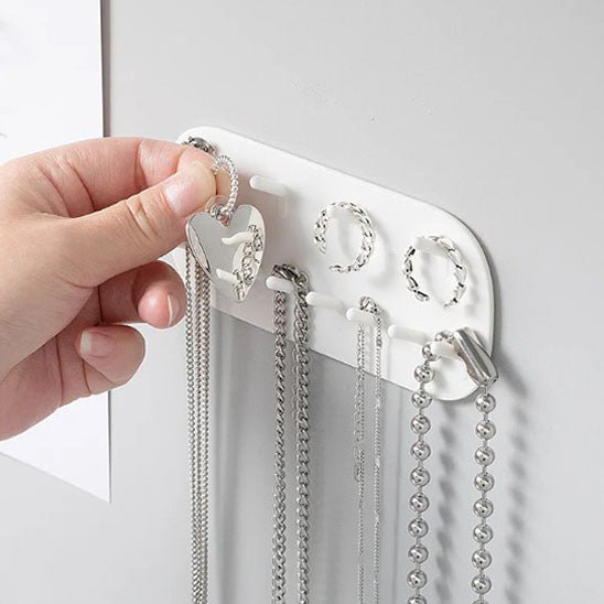 porte bijoux mural blanc en plastique avec crochet