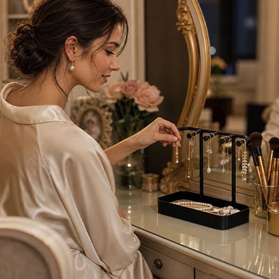 Porte bijoux noir avec femme