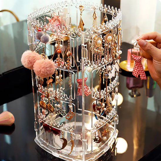 porte bijoux transparent rotatif carré