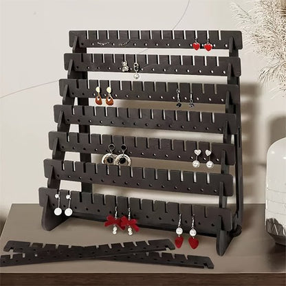 porte boucle d'oreille en bois noir