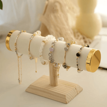 porte bracelet en bois rouleau en tissus