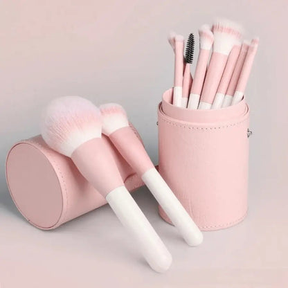 porte pinceau rose en cuir