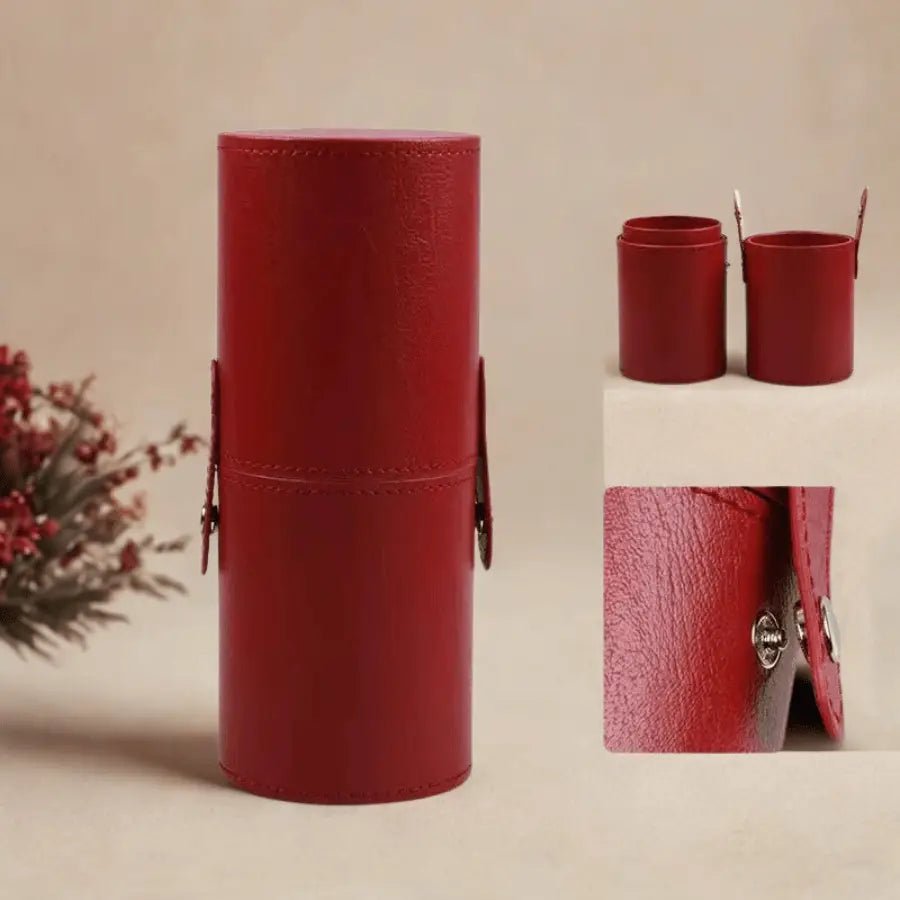 porte pinceau rouge en cuir