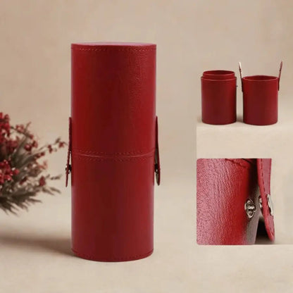 porte pinceau rouge en cuir