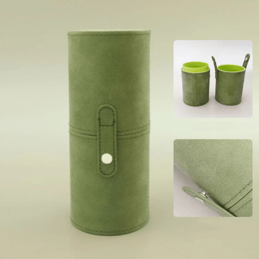 porte pinceau vert en cuir