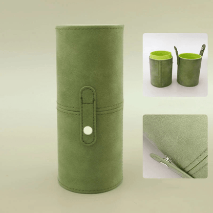 porte pinceau vert en cuir