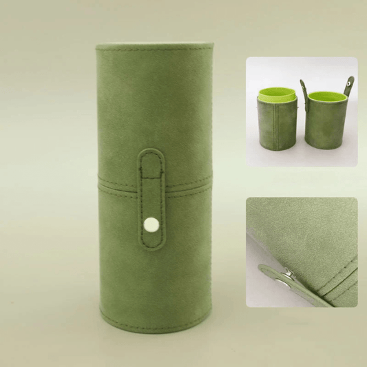 porte pinceau vert en cuir