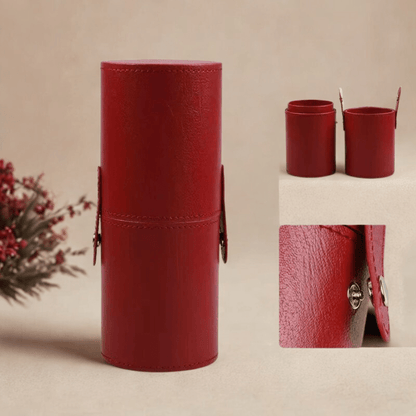 porte pinceau rouge en cuir